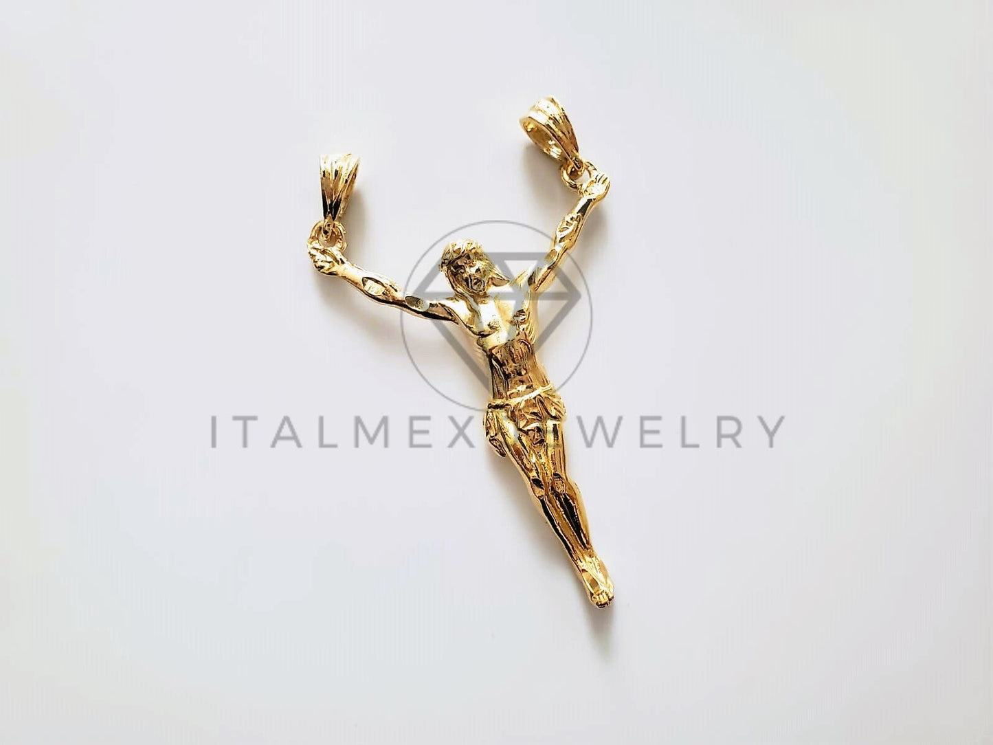 Dije Religioso - 104195 - Cristo Clásico Grande Oro Laminado 18K