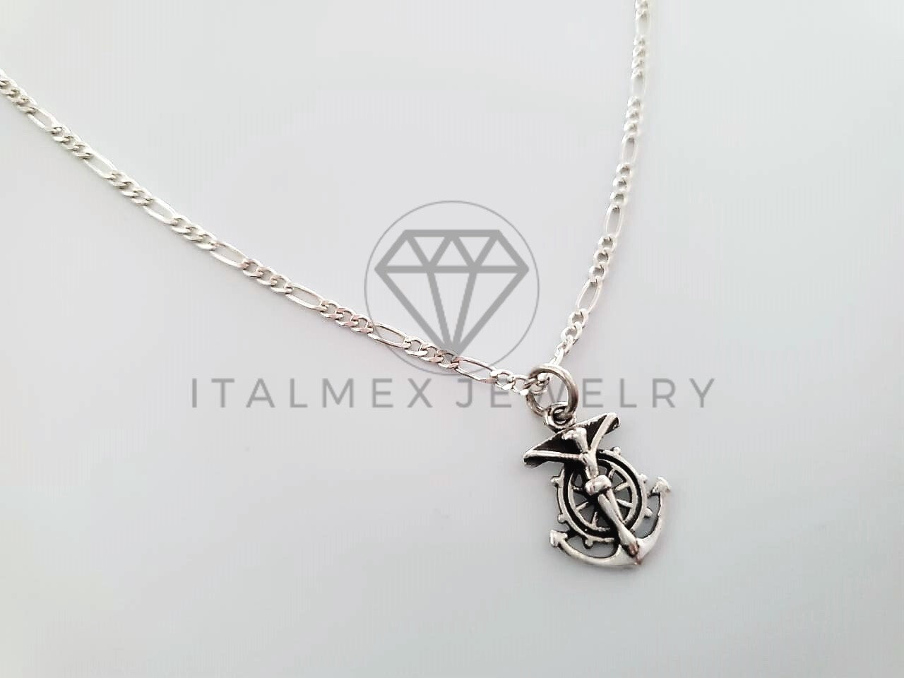 Dije Religioso - 104284 - Diseño Ancla Cristo Plata Fina .925