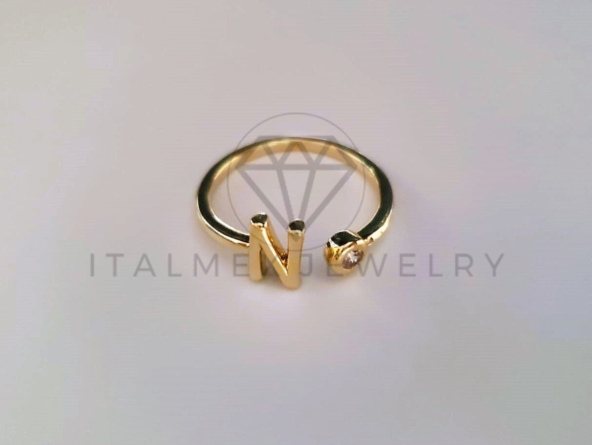 Anillo Dama de Lujo -103767 - Diseño Inicial "N" CZ Clara Oro Laminado 18K