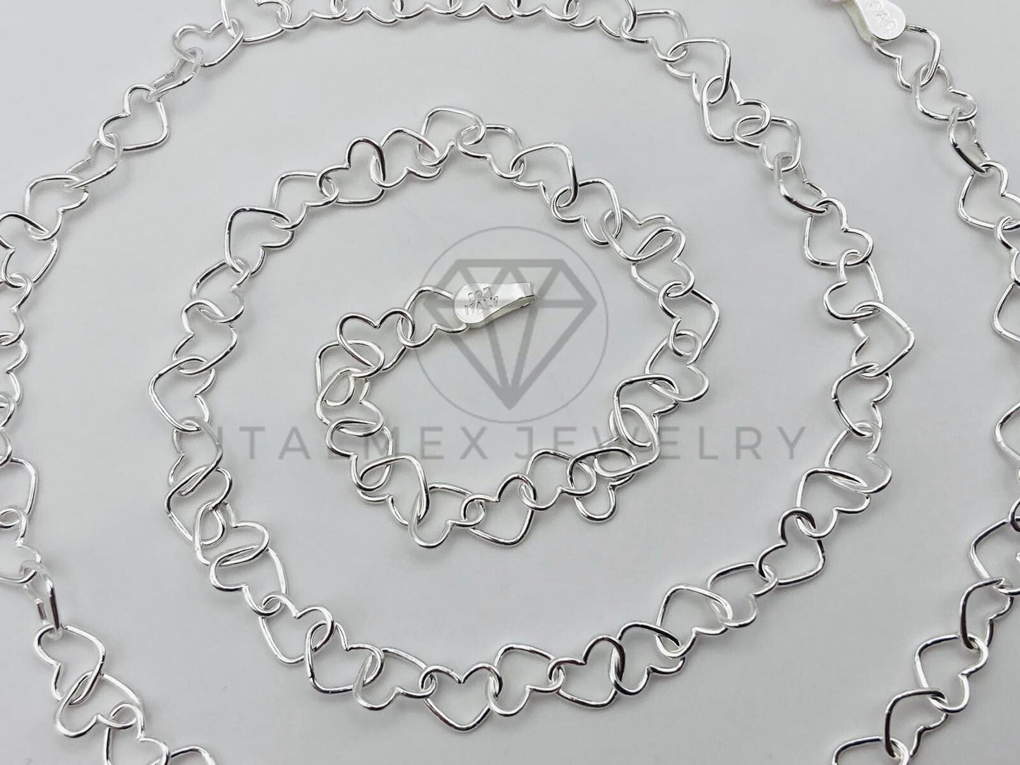 Cadena Corazon 4mm 18 Pulgadas Plata .925