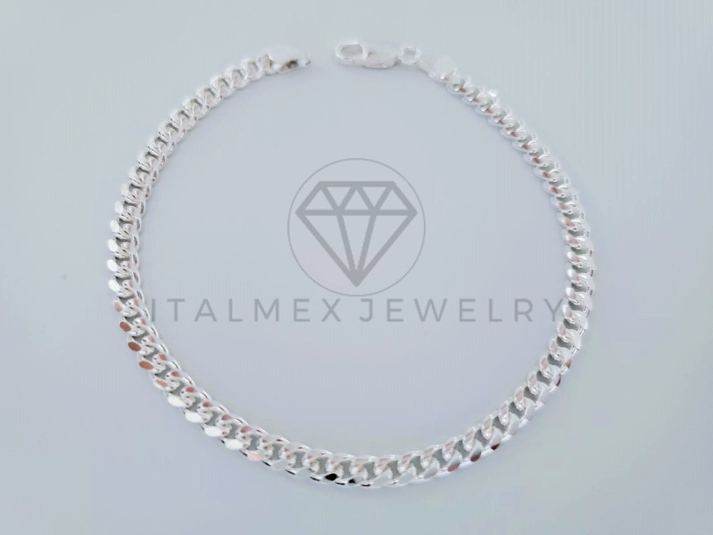 Pulsera de Lujo - 104825 - Diseño Cubana Miami 4mm/8" Plata Fina .925