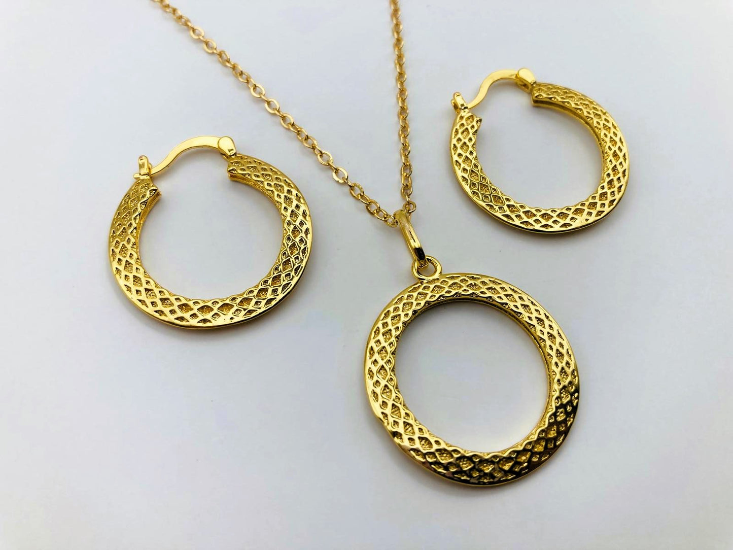 Italian Eternity Hoop | 18K Gold-Plated Necklace & Earring Set