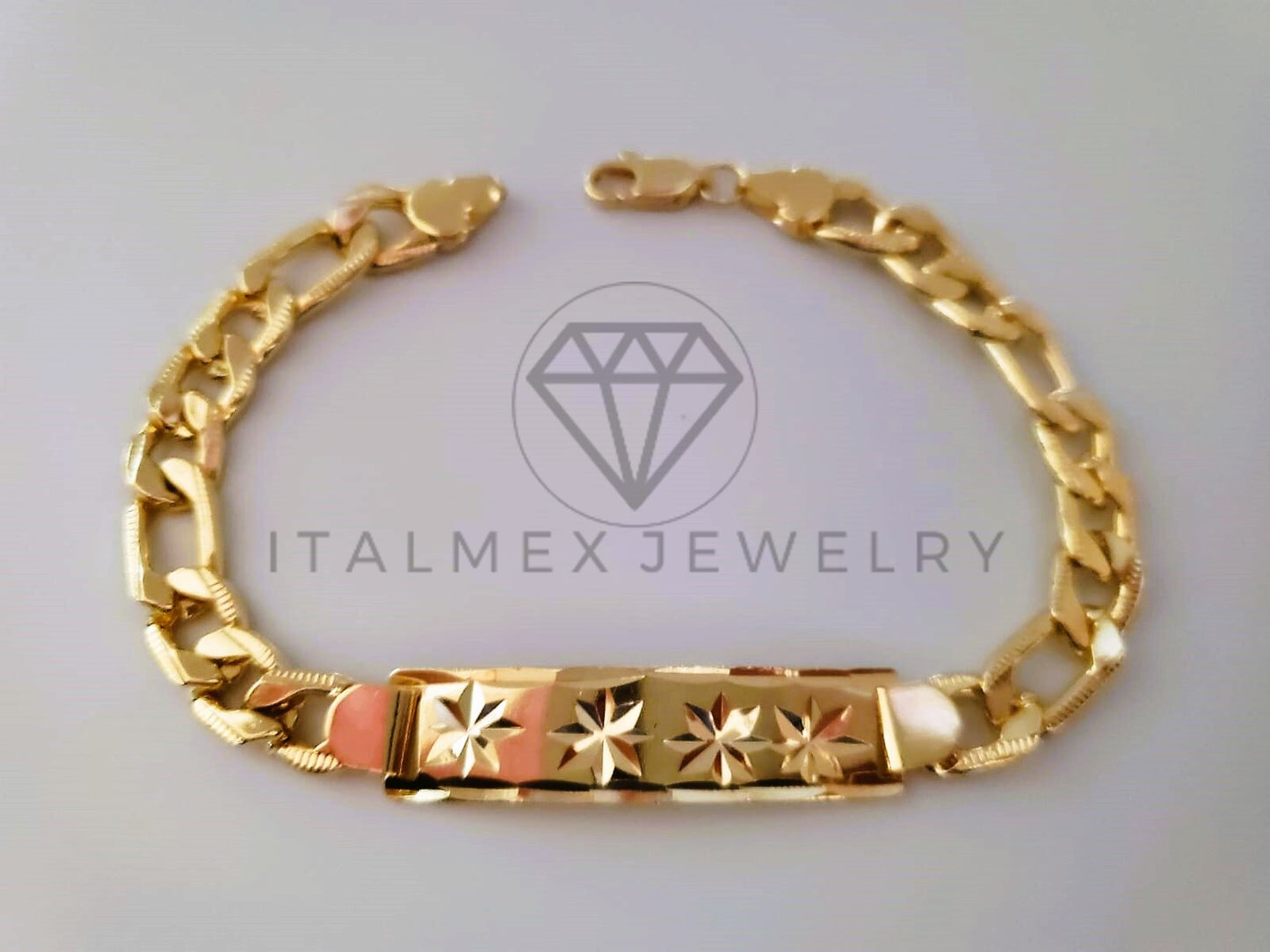 Pulsera Elegante - 104481 - Esclava Placa con Estrella 8"/8mm Oro Laminado 18K