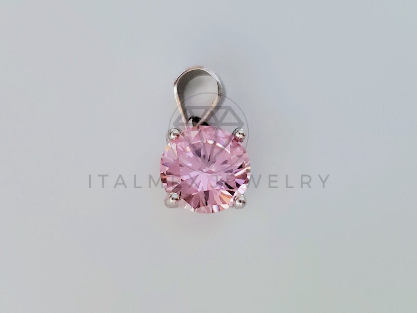 Dije No Religioso - 105161 - Dije Circonia Redonda Rosa Plata .925