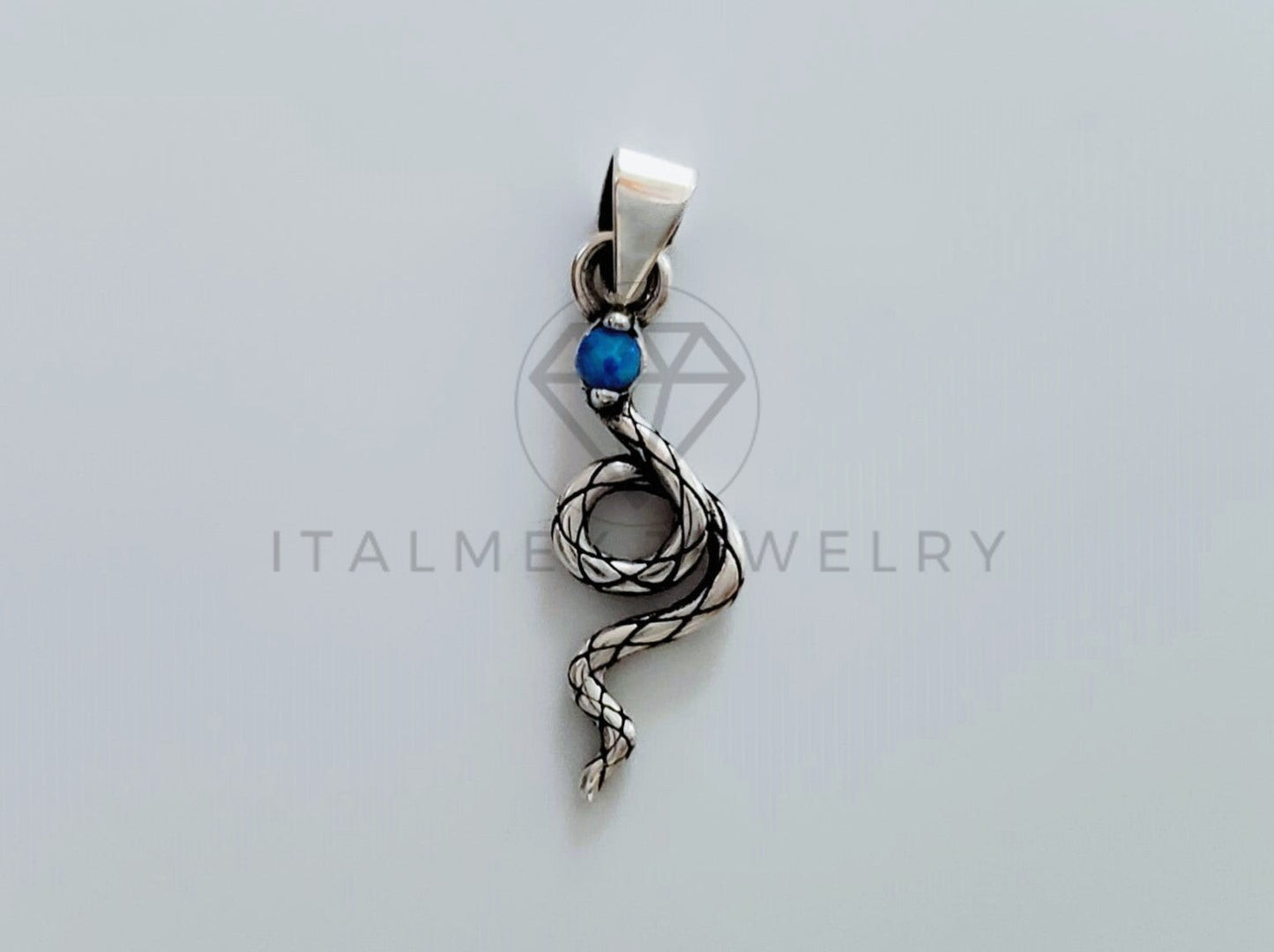 Dije No Religioso - 105181 - Dije Serpiente con Turquesa Plata .925