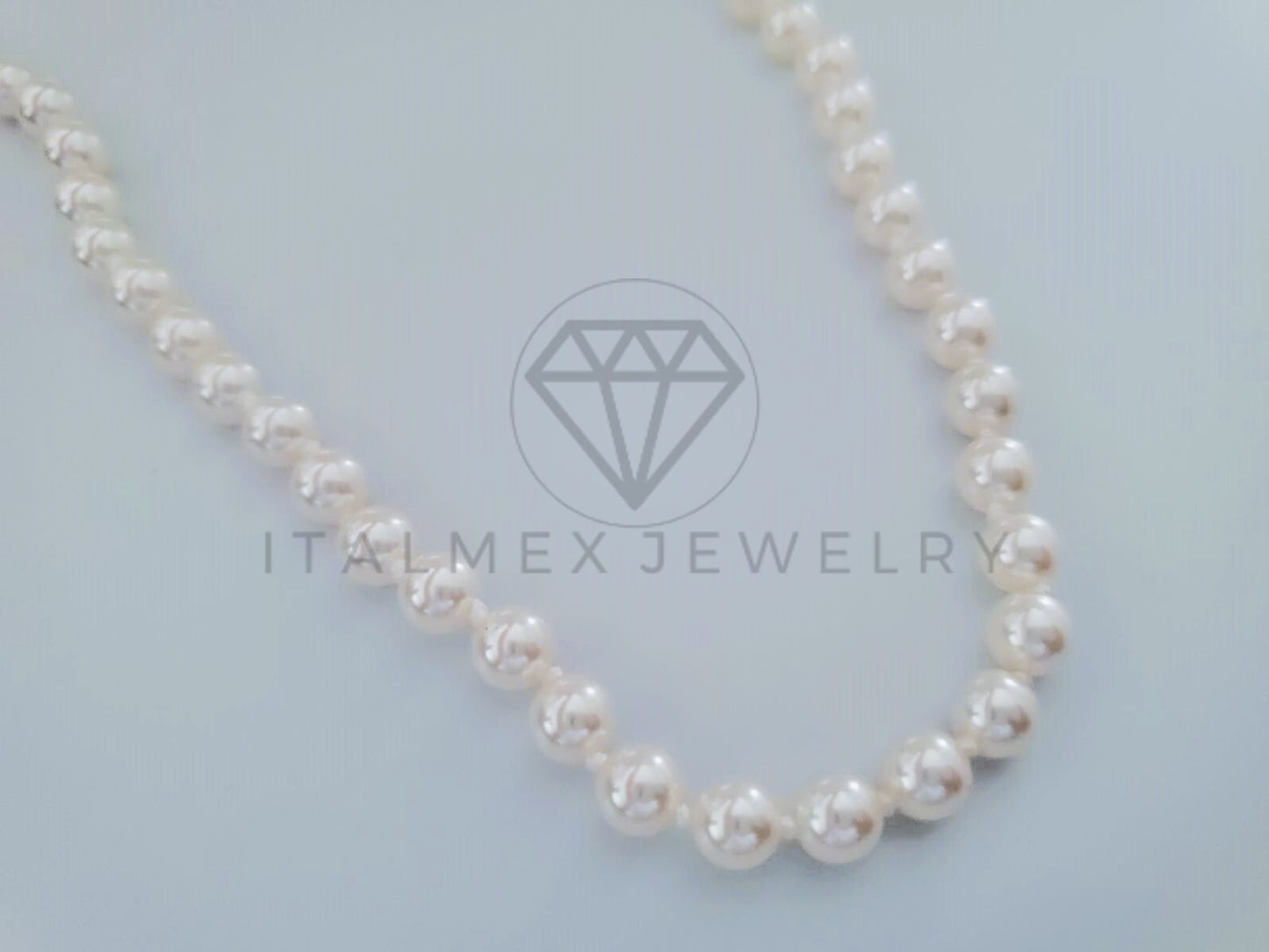 Collar de Lujo - 104974 - Estilo Perla de Rio 6mm Plata Fina .925