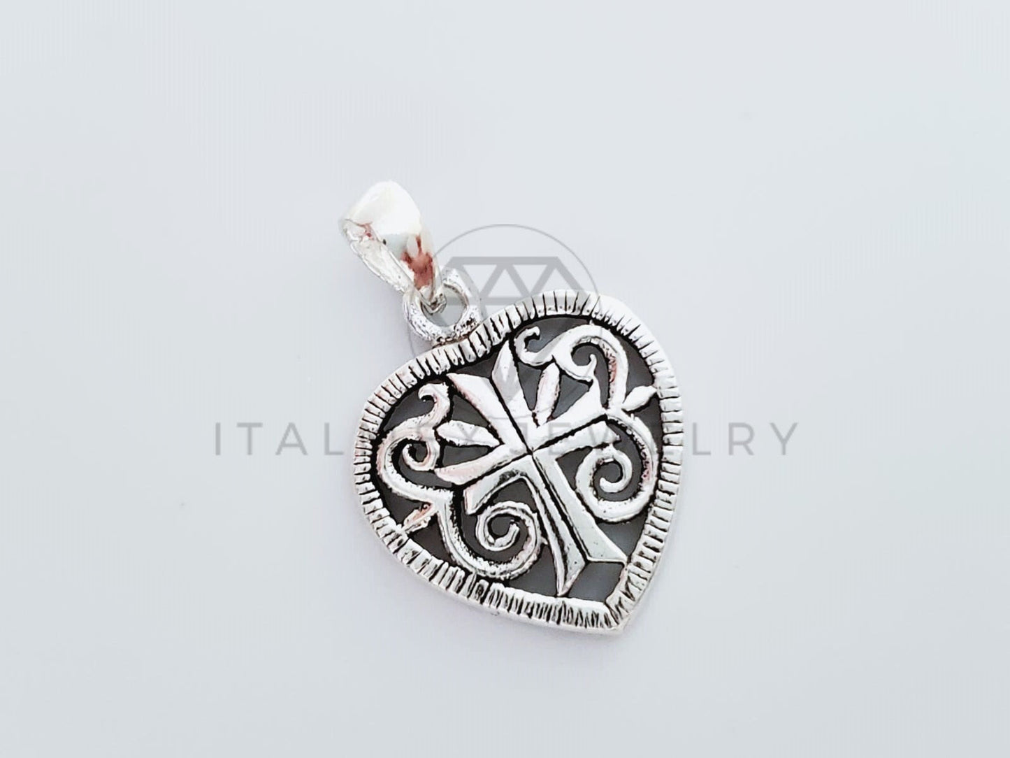 Dije Religioso - 105141 - Dije Corazon con Cruz Plata .925