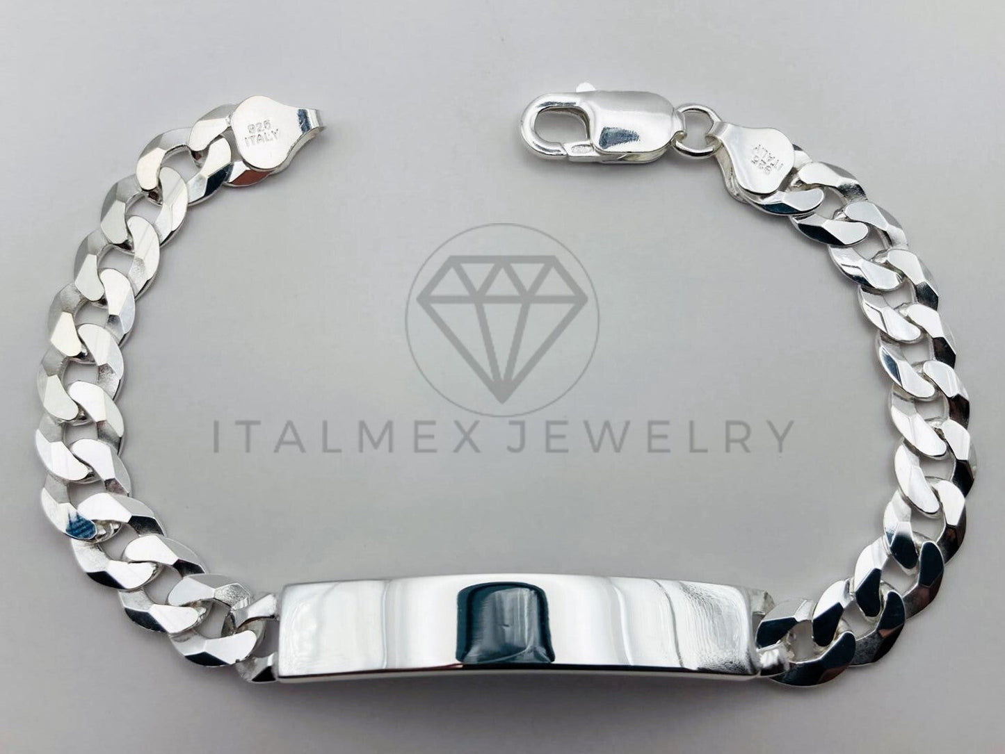 Esclava Cubana Placa Lisa 8mm Plata .925