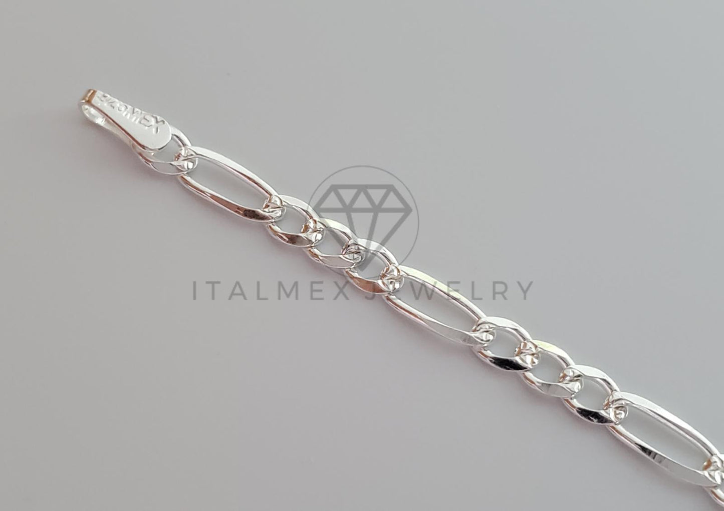 Pulsera de Lujo - 104447 - Diseño Figaro de 3mm 7 Pulgadas Plata Fina .925
