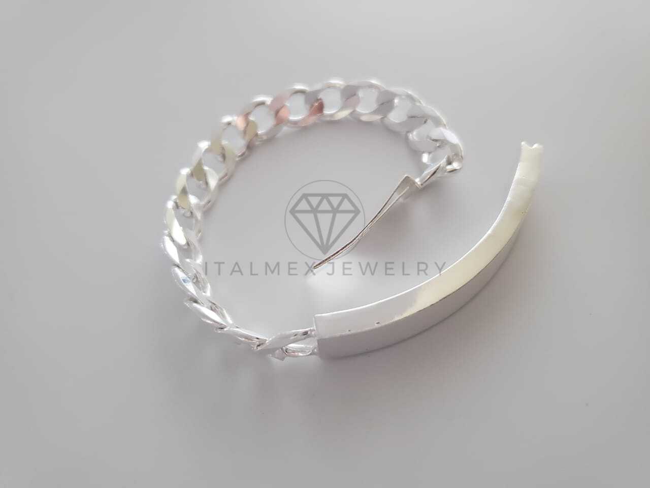 Pulsera de Lujo - 102177 - Esclava Cubana Placa Militar 10mm Plata Fina .925