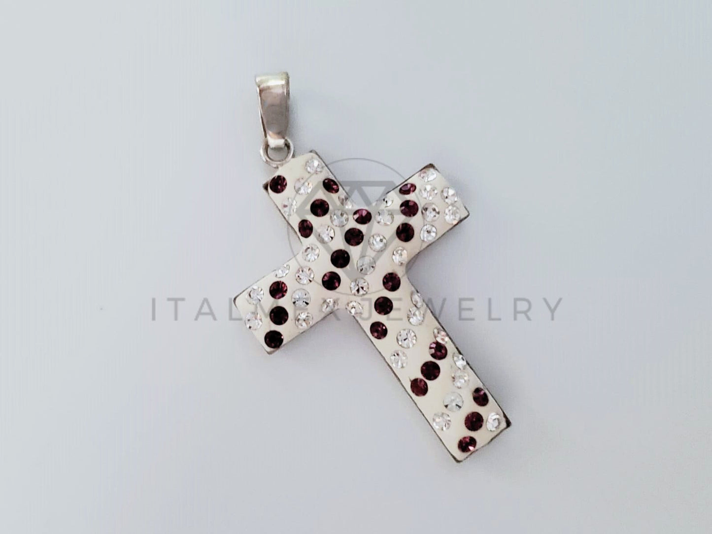 Dije Religioso - 105184 - Dije Cruz Pasta Circonia Rosa Plata .925