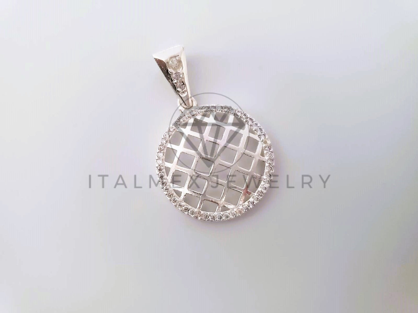 Dije Elegante - 104666 - Diseño Malla CZ Clara Plata Fina .925