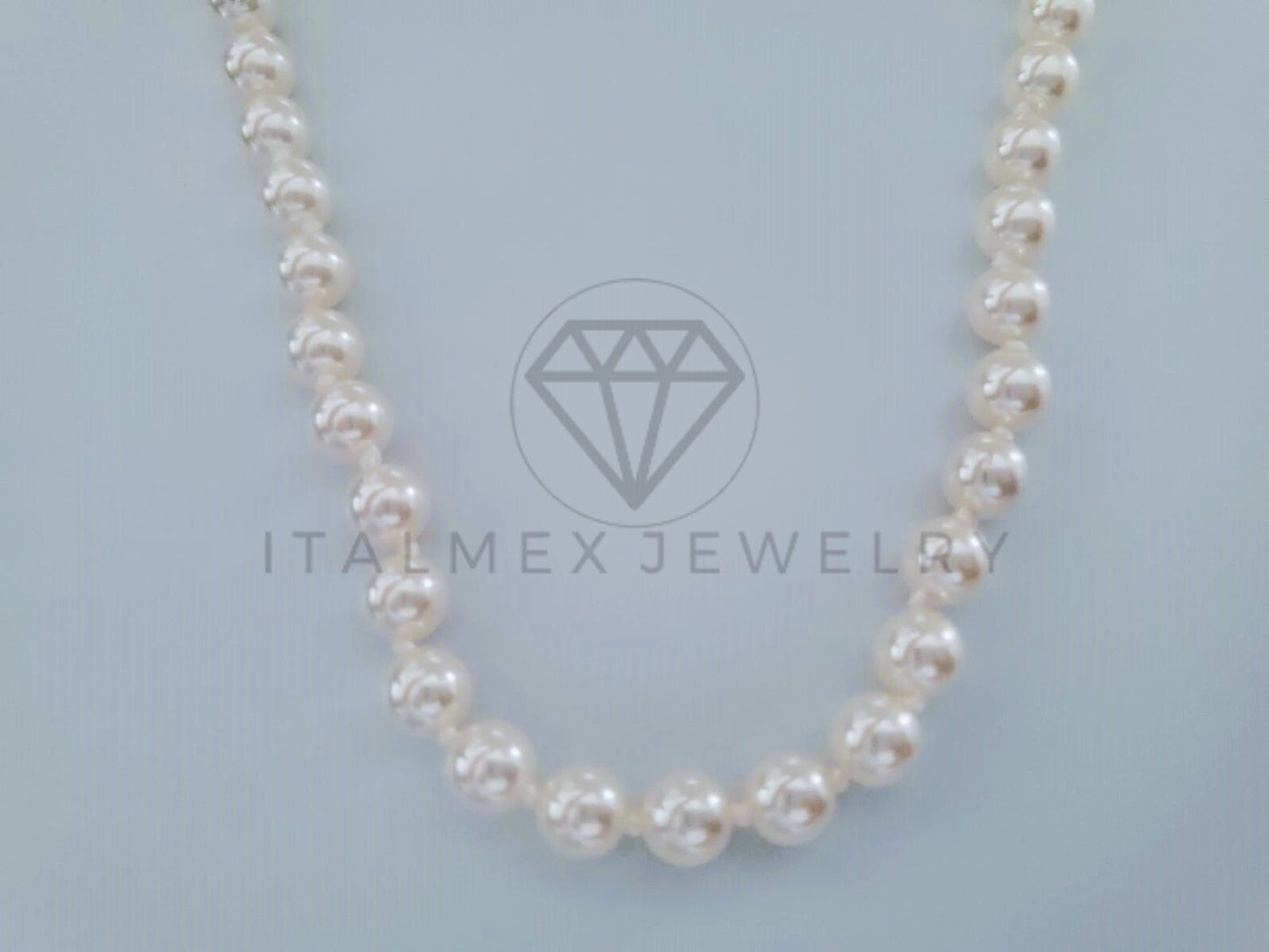 Collar de Lujo - 104974 - Estilo Perla de Rio 6mm Plata Fina .925