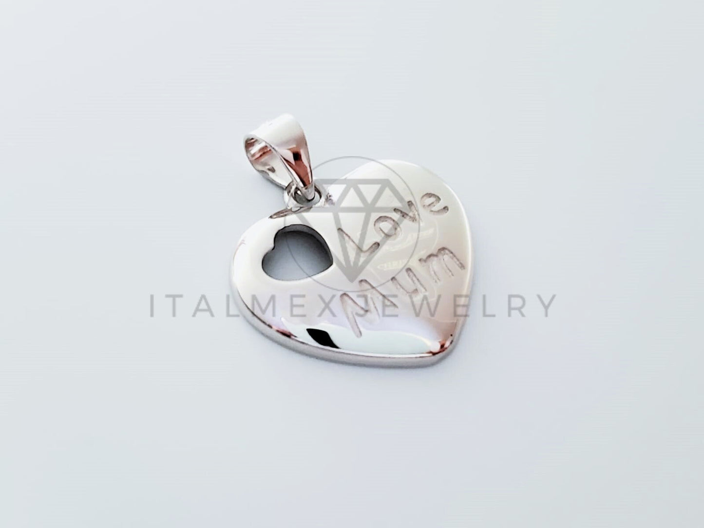 Dije No Religioso - 105147 - Dije Corazon "I Love Mom" Plata .925