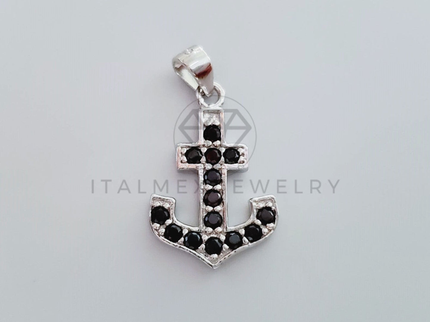Dije No Religioso - 105162 - Dije Ancla Marinera Circonia Negra Plata .925
