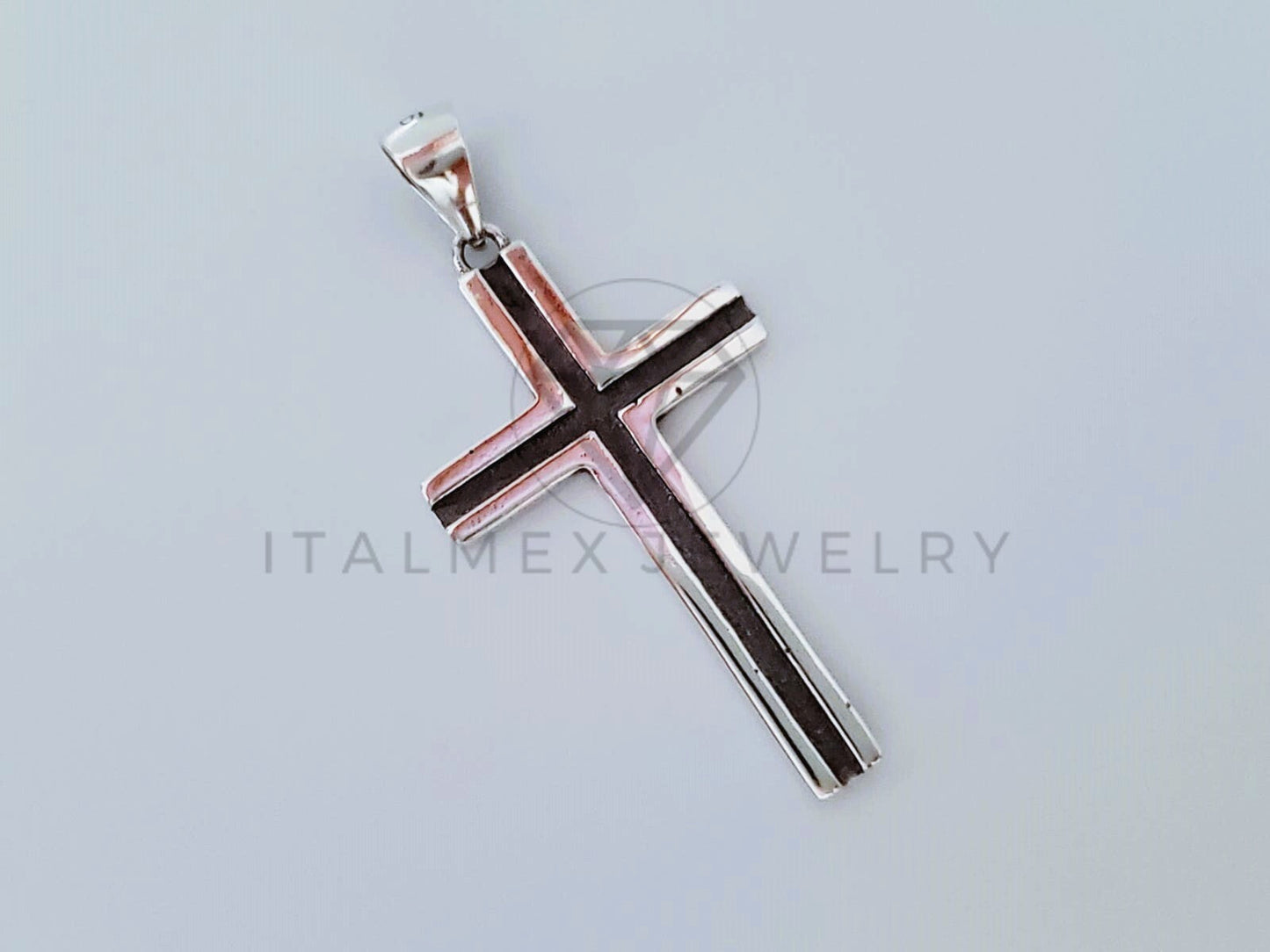 Dije Religioso - 104997 - Dije Cruz Canal Negro Plata .925