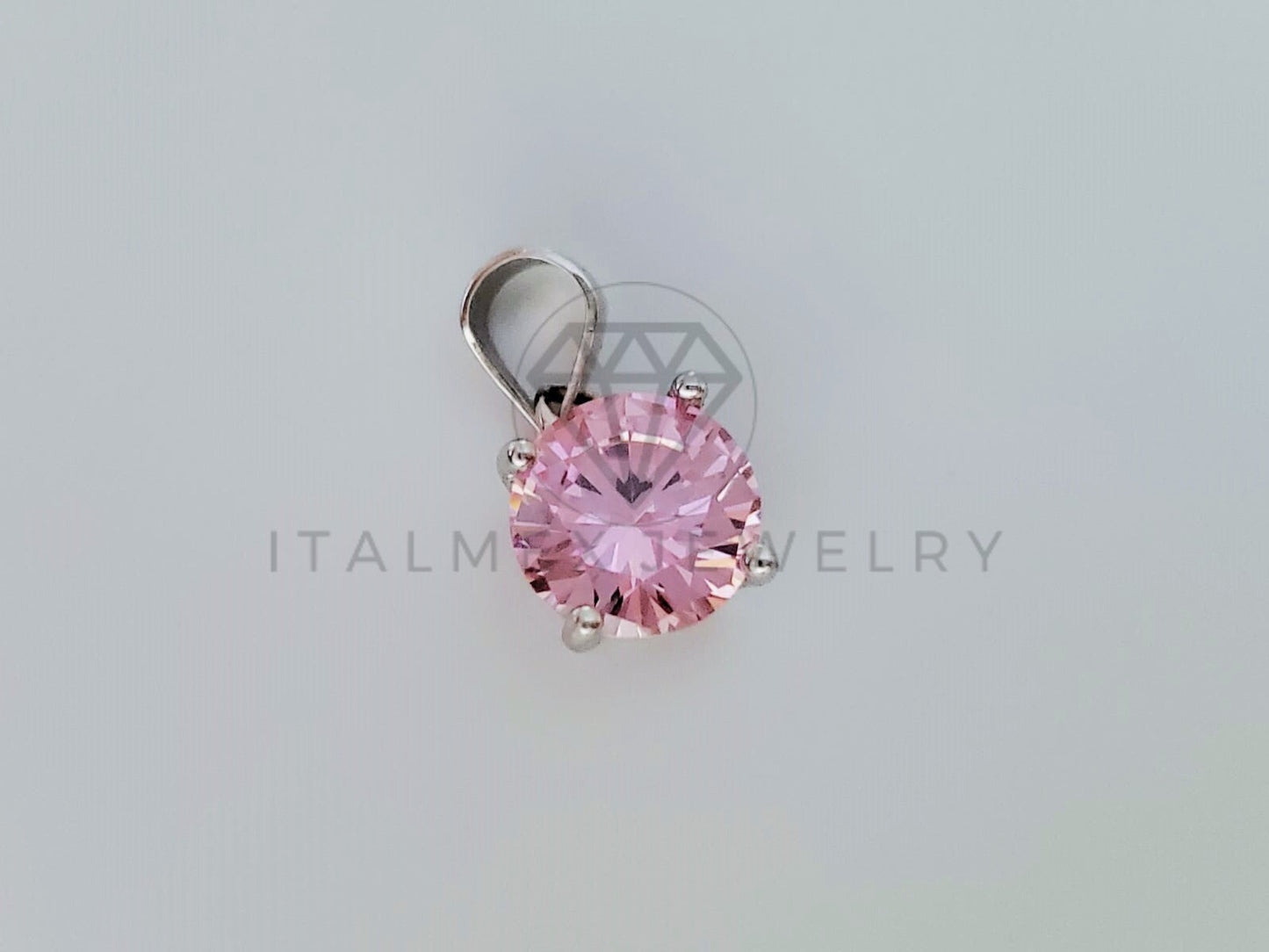 Dije No Religioso - 105161 - Dije Circonia Redonda Rosa Plata .925