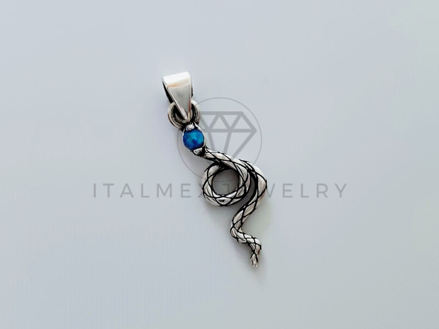 Dije No Religioso - 105181 - Dije Serpiente con Turquesa Plata .925