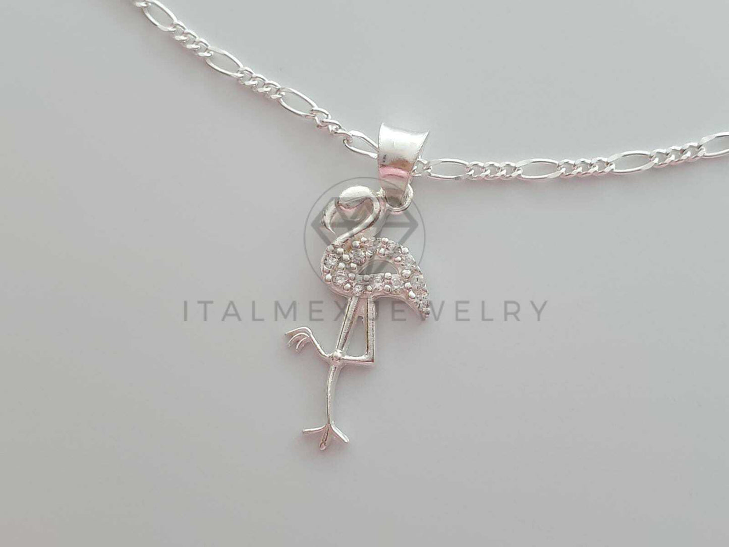 Dije No Religioso - 101924 - Diseño Flamingo CZ Clara Plata Fina .925