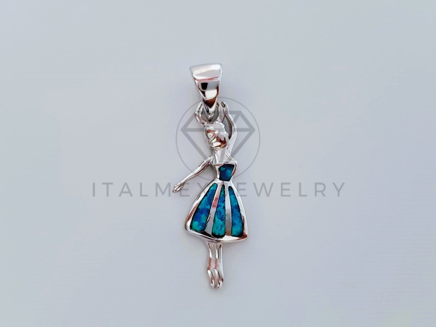Dije No Religioso - 104828 - Dije Bailarina Esmalte Azul Chico Plata .925