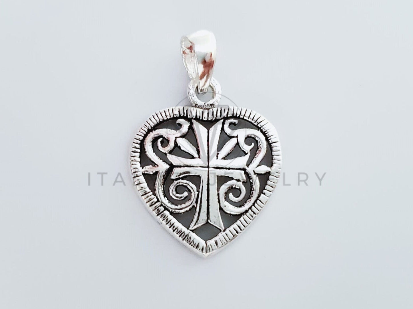Dije Religioso - 105141 - Dije Corazon con Cruz Plata .925