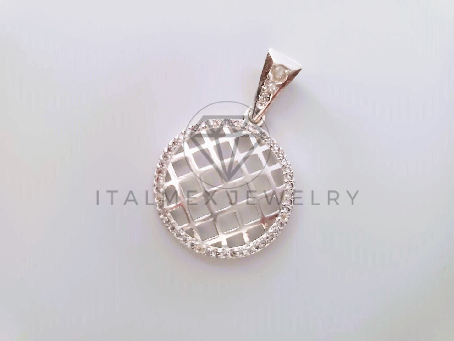 Dije Elegante - 104666 - Diseño Malla CZ Clara Plata Fina .925