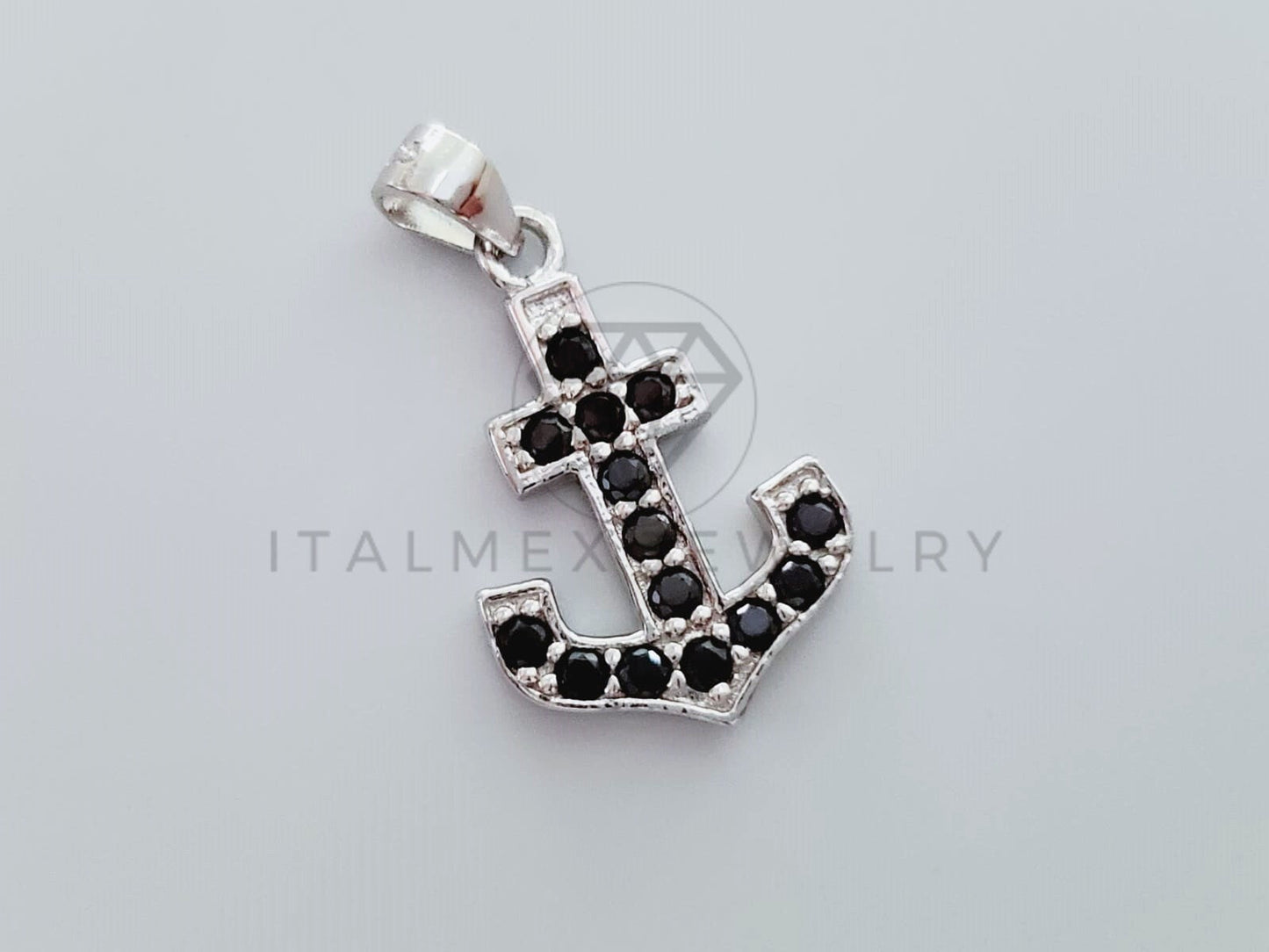 Dije No Religioso - 105162 - Dije Ancla Marinera Circonia Negra Plata .925