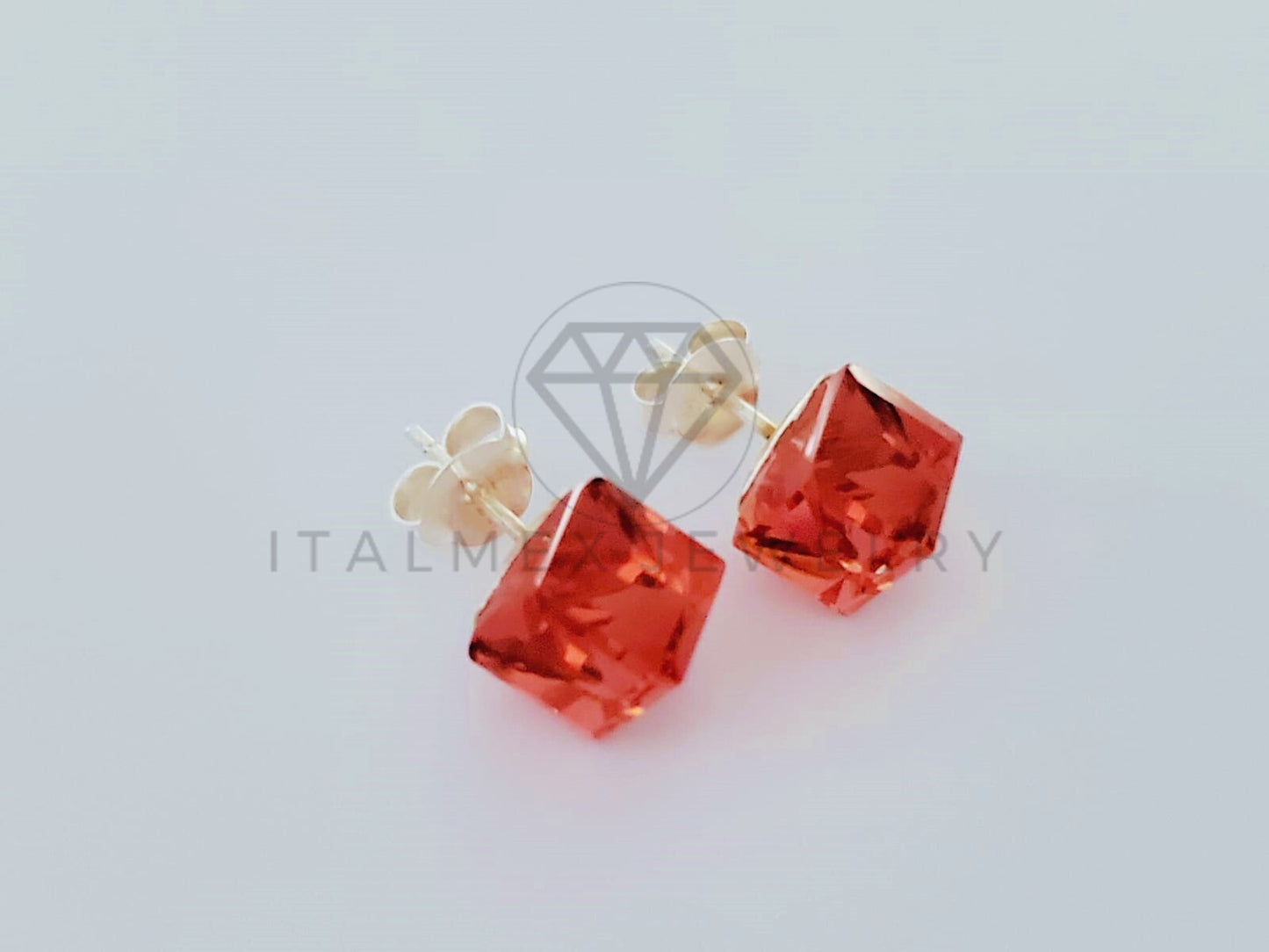 Broquel de Lujo - 105207 - Broquel Cubo Naranja 6mm Plata .925