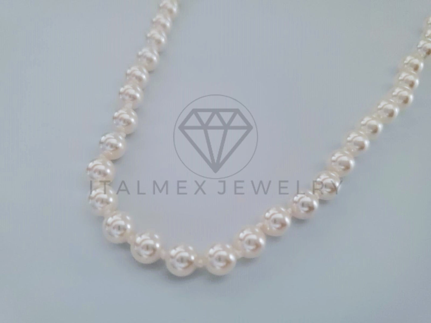 Collar de Lujo - 104974 - Estilo Perla de Rio 6mm Plata Fina .925