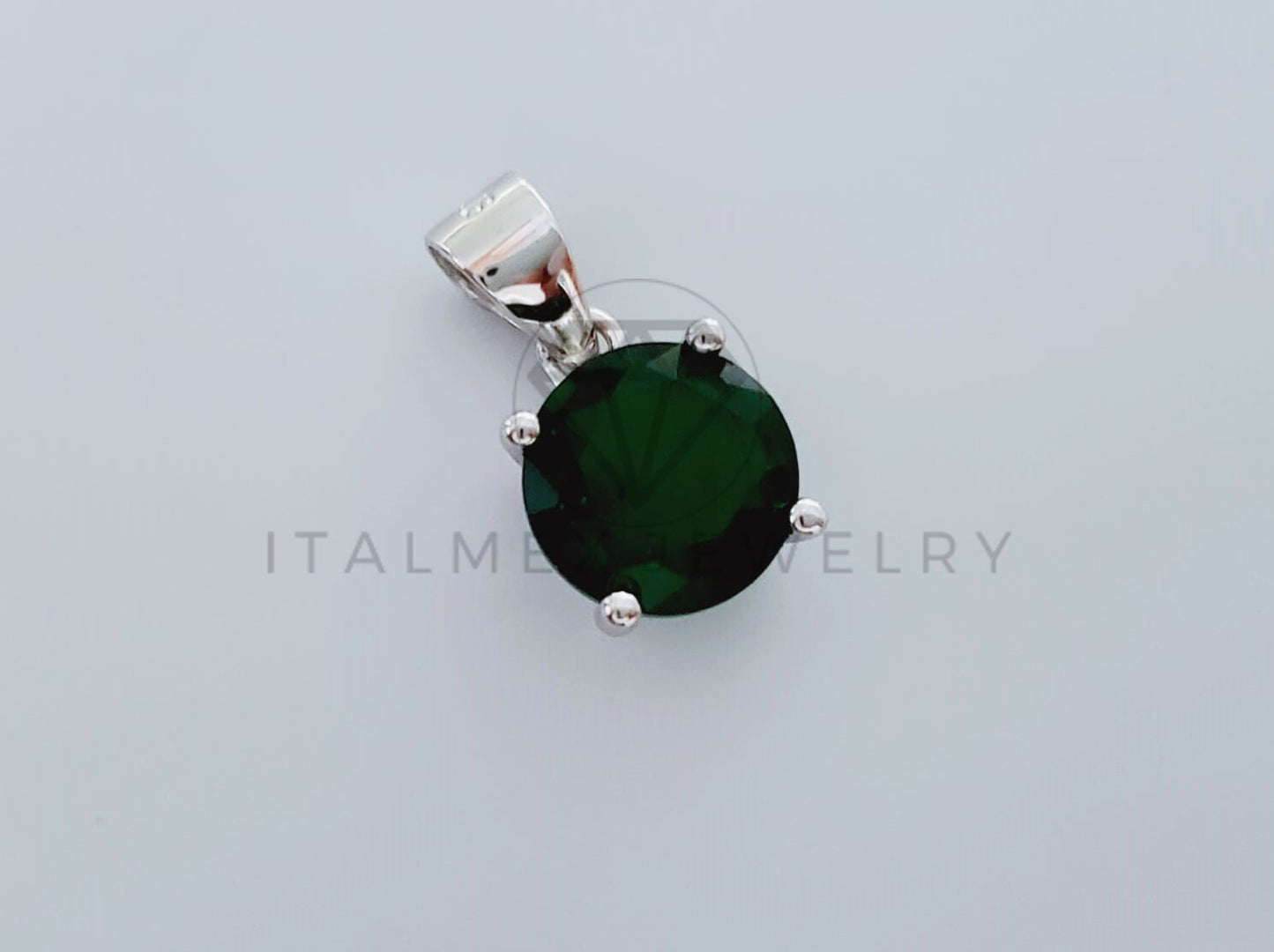 Dije No Religioso - 105002 - Dije Redondo Circonia Verde en Plata Fina .925