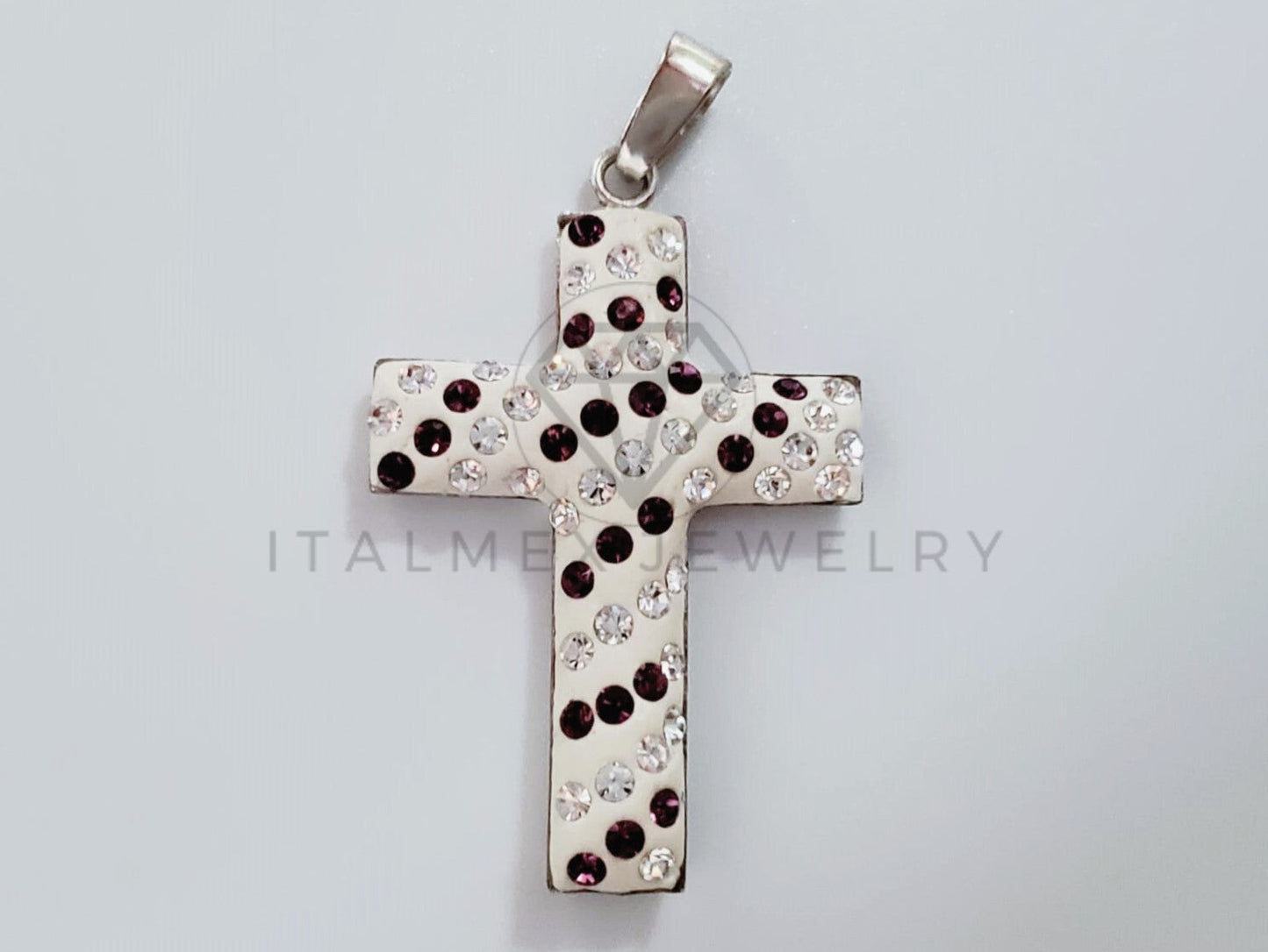 Dije Religioso - 105184 - Dije Cruz Pasta Circonia Rosa Plata .925