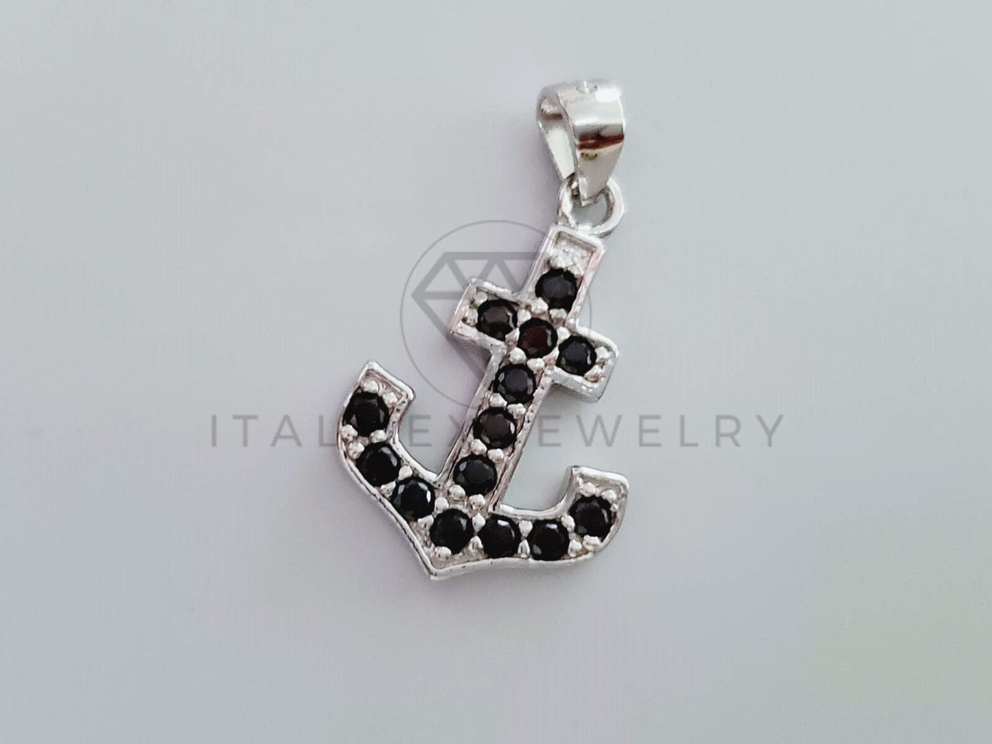 Dije No Religioso - 105162 - Dije Ancla Marinera Circonia Negra Plata .925