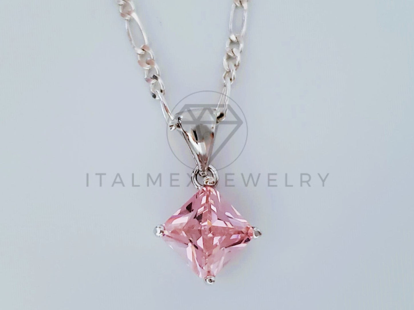 Dije No Religioso - 104996 - Dije de Princesa Circonia Rosa en Plata Fina .925