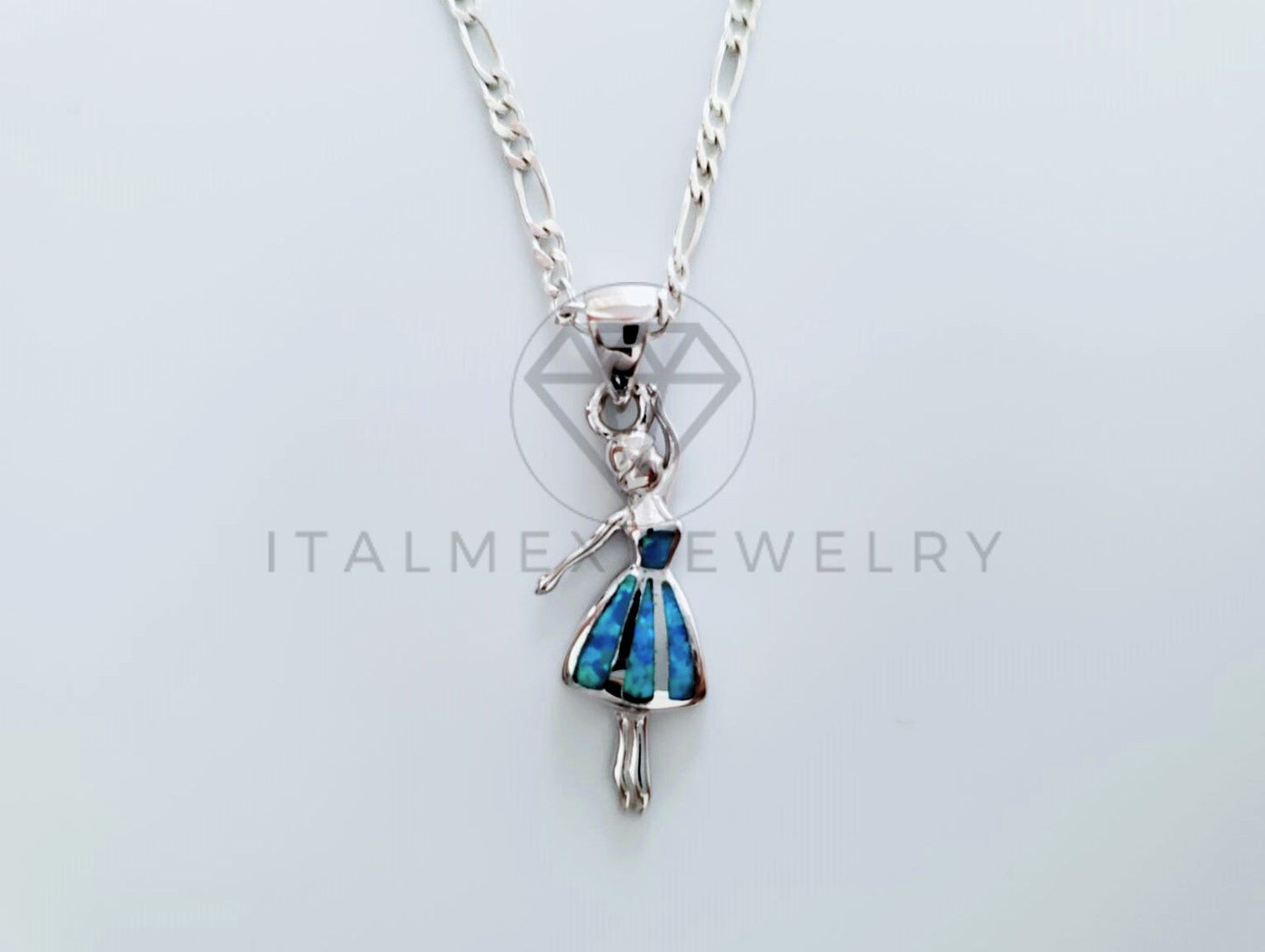 Dije No Religioso - 104828 - Dije Bailarina Esmalte Azul Chico Plata .925