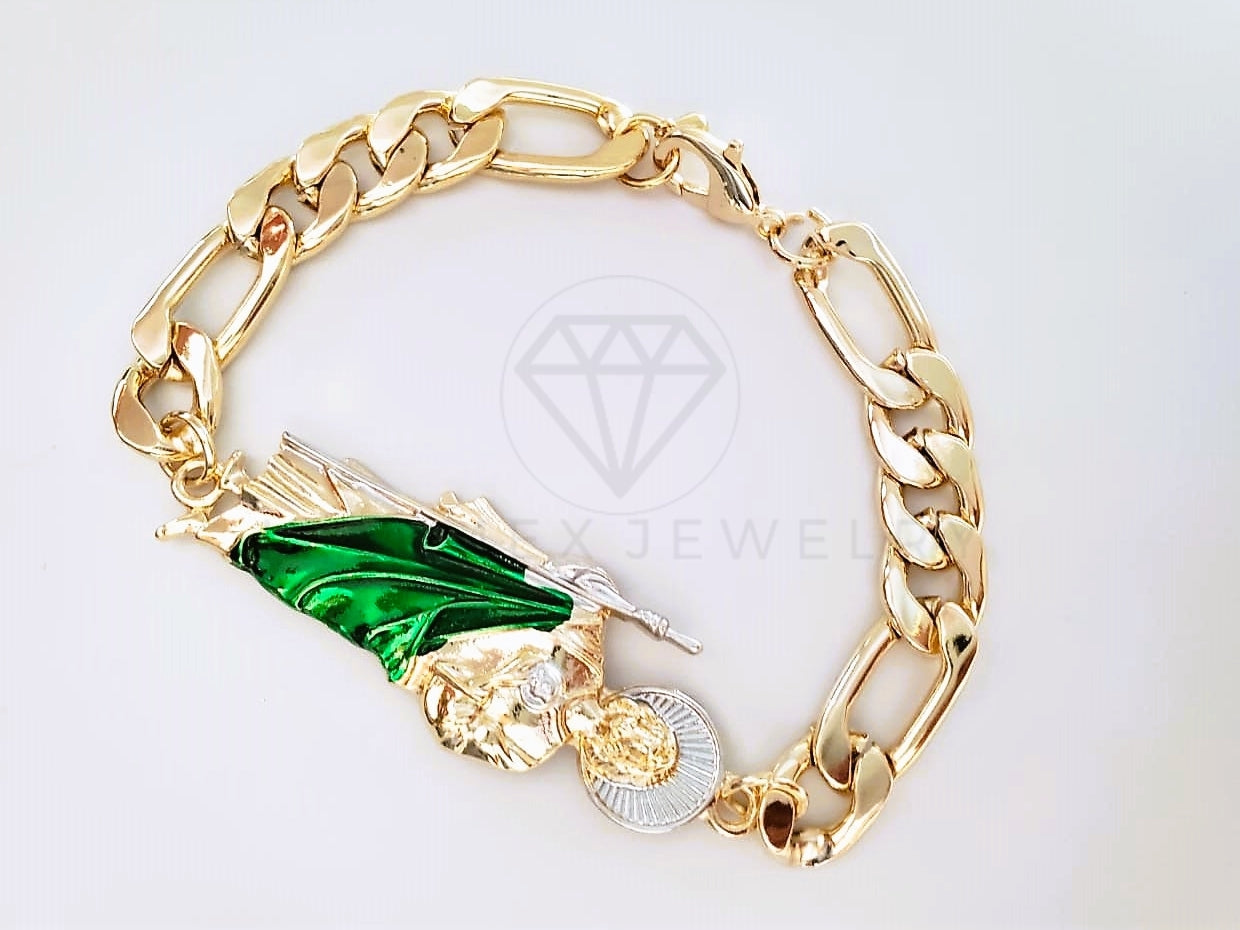 Pulsera Elegante - 103998 - Esclava Figaro San Judas Color Oro Laminado 18K