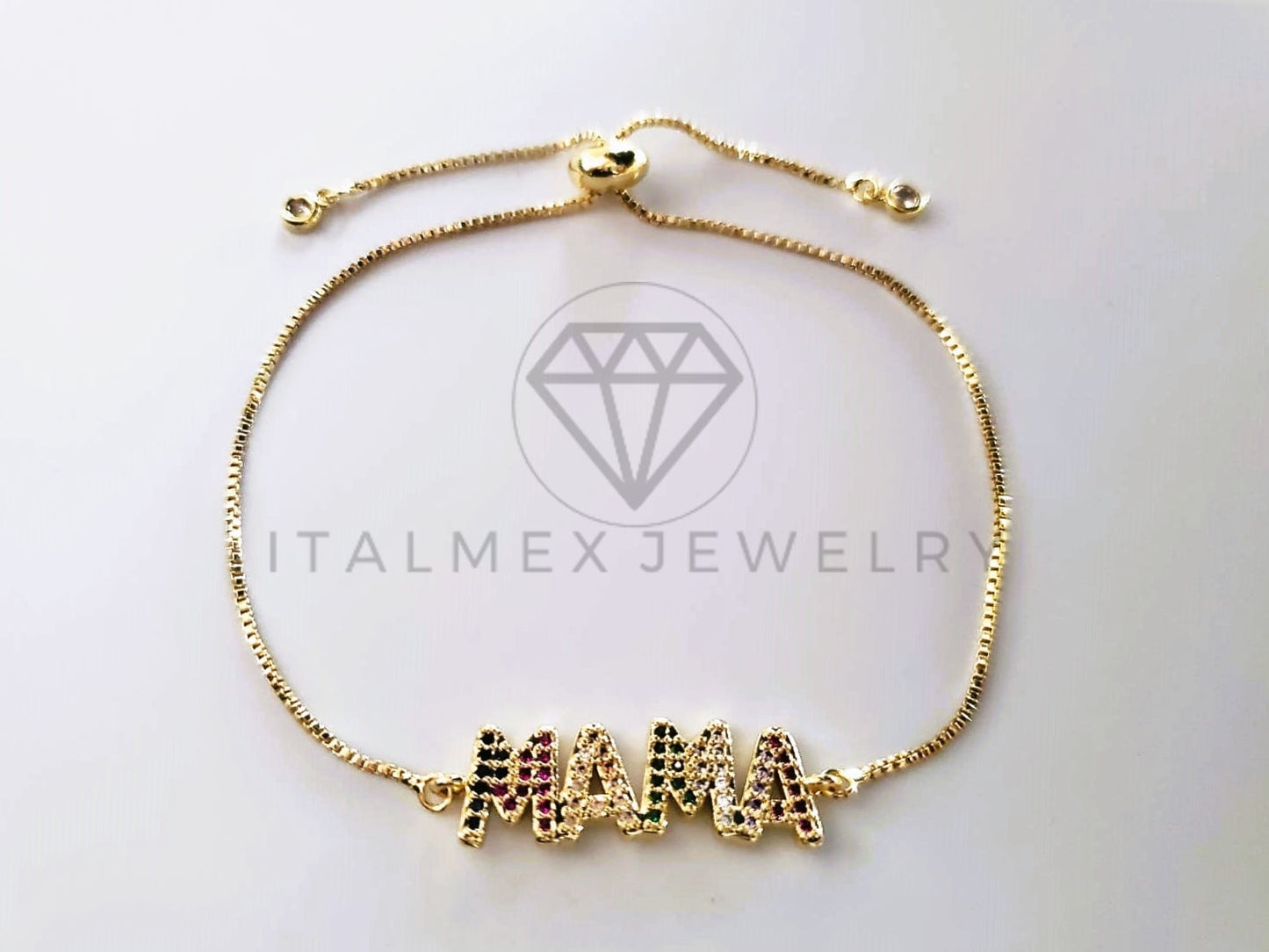 Pulsera de Lujo - 103721 - Diseño Ajustable Mamá CZ Color Oro Laminado 18K