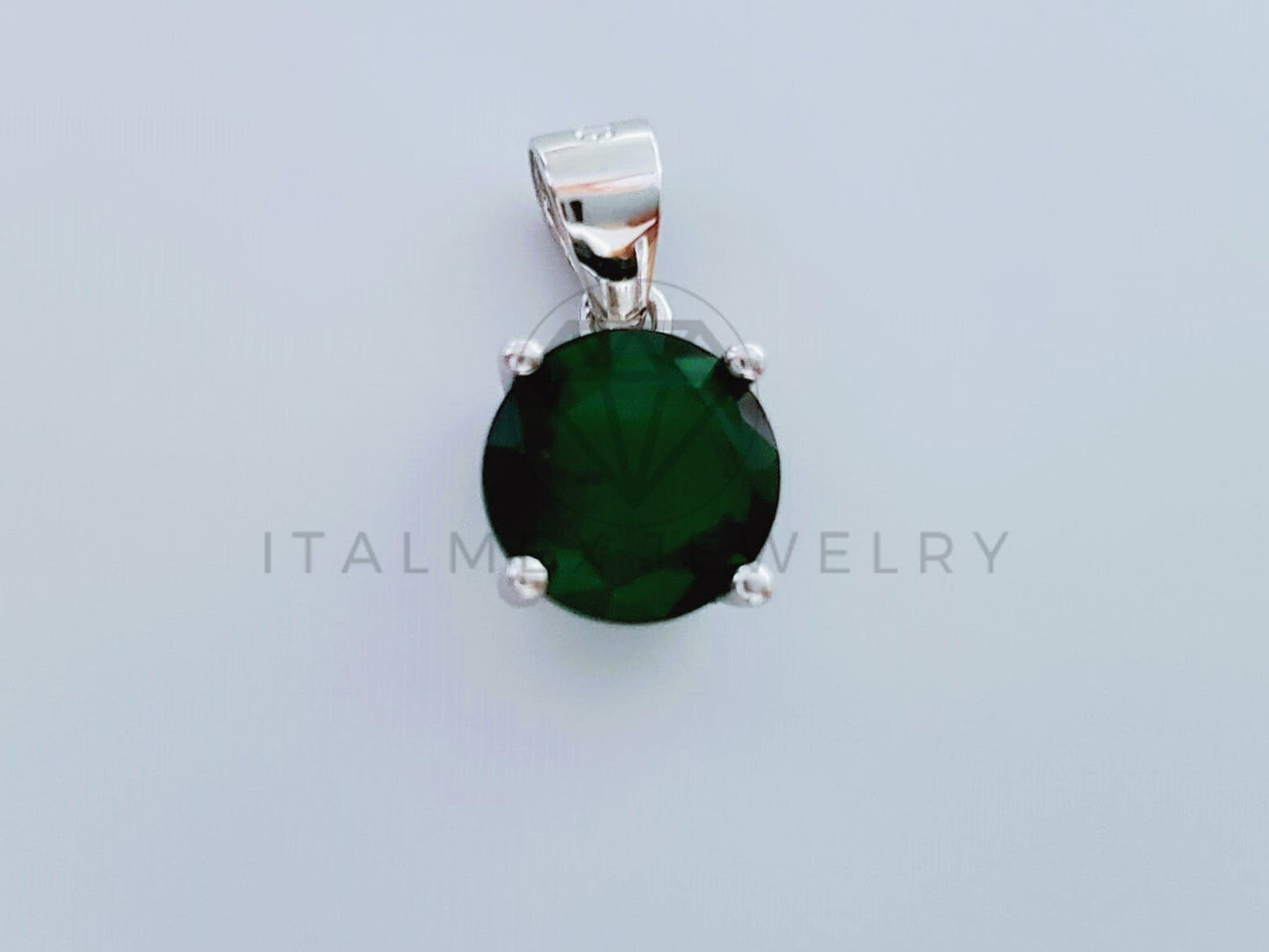 Dije No Religioso - 105002 - Dije Redondo Circonia Verde en Plata Fina .925