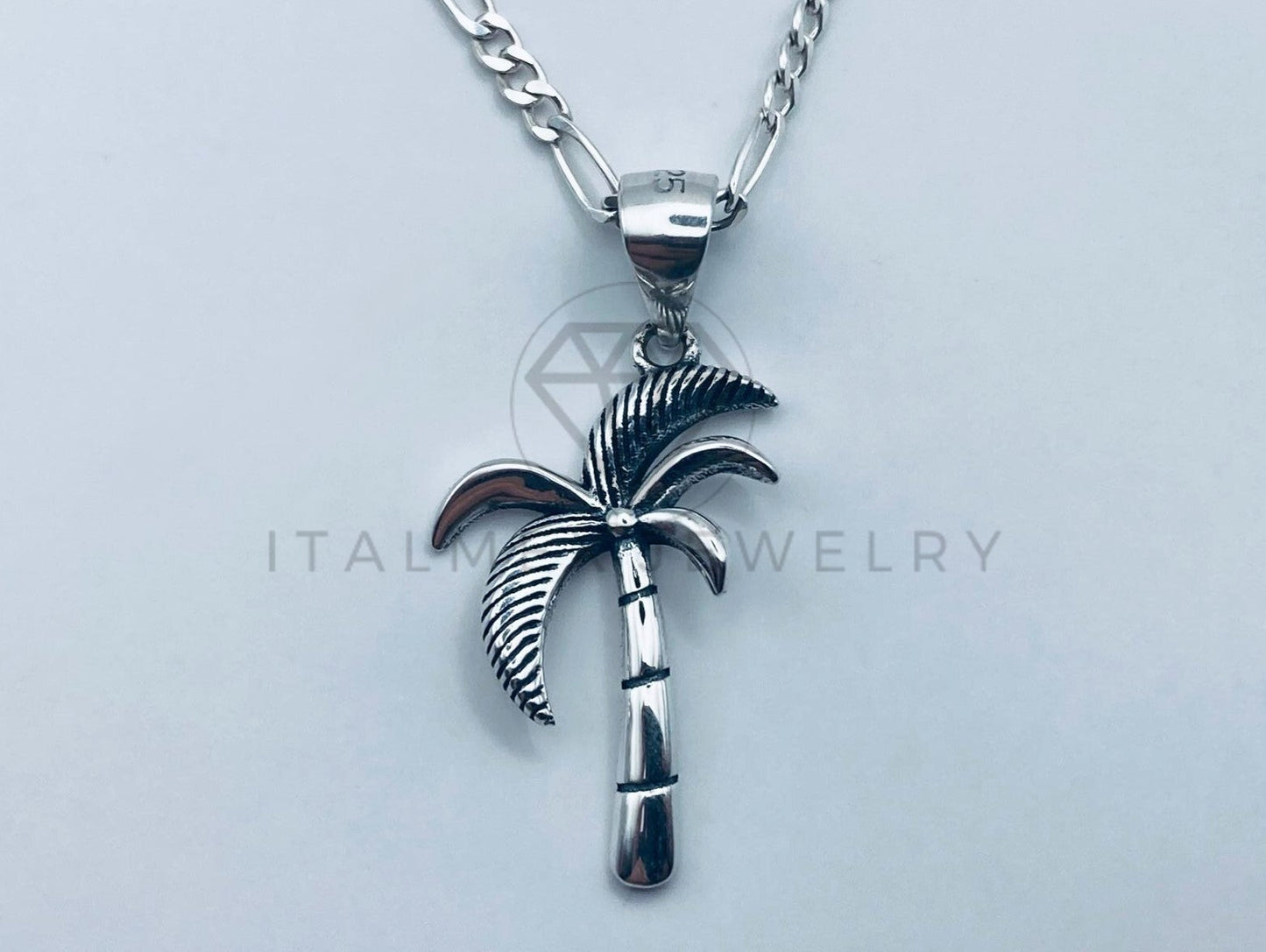 Dije Elegante - 105681 - Diseño Palmera Chica Plata .925