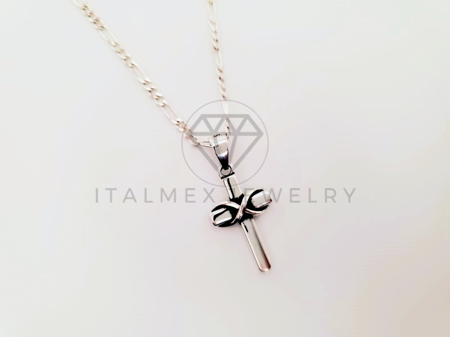 Dije Religioso - 104787 - Dije Cruz Cristo Infinito Plata Fina .925