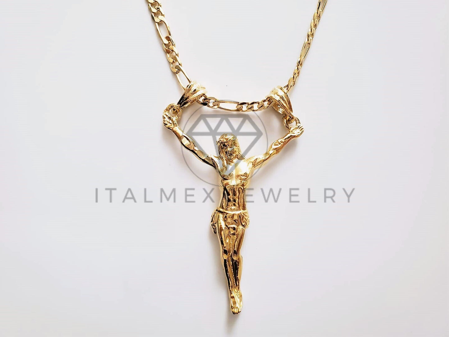 Dije Religioso - 104195 - Cristo Clásico Grande Oro Laminado 18K
