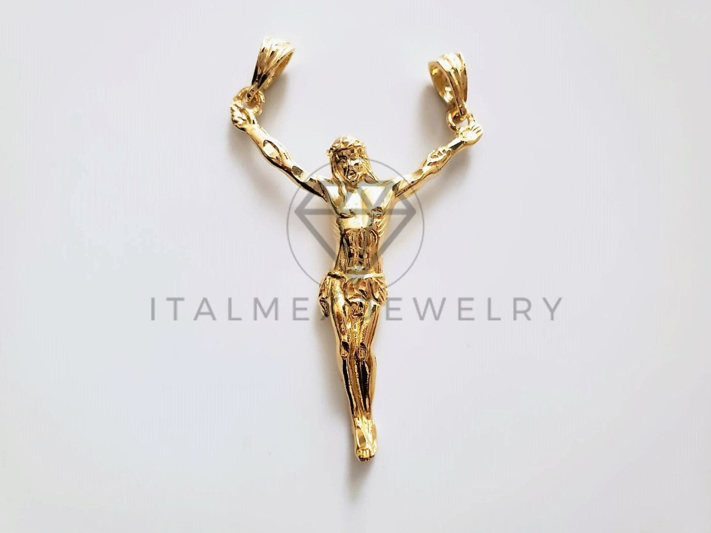 Dije Religioso - 104195 - Cristo Clásico Grande Oro Laminado 18K