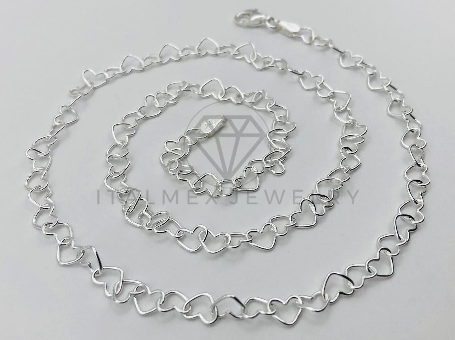 Cadena Corazon 4mm 18 Pulgadas Plata .925