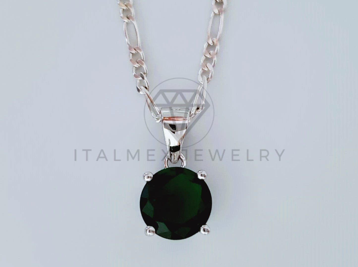 Dije No Religioso - 105002 - Dije Redondo Circonia Verde en Plata Fina .925