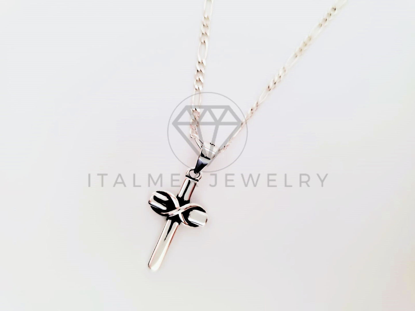 Dije Religioso - 104787 - Dije Cruz Cristo Infinito Plata Fina .925