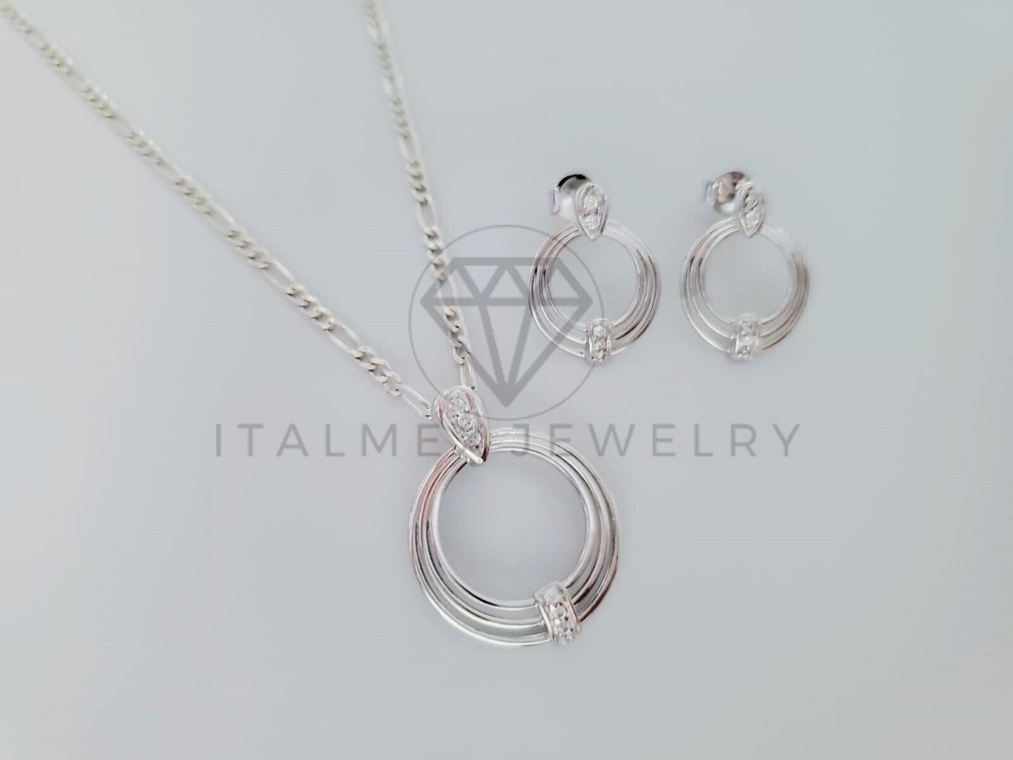 Juego de Lujo - 105242 - Estilo Aros Circonia Clara Plata .925