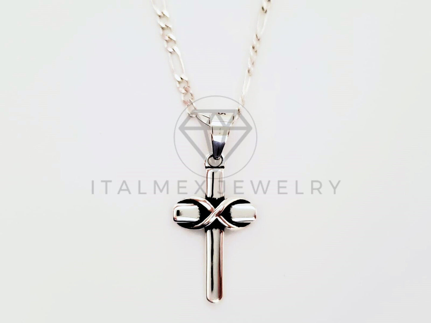 Dije Religioso - 104787 - Dije Cruz Cristo Infinito Plata Fina .925