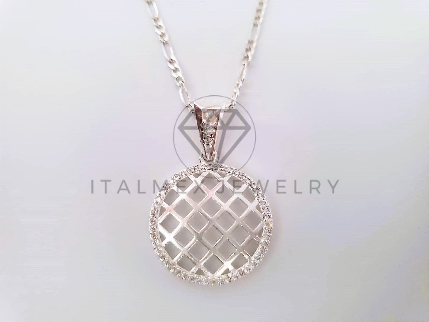 Dije Elegante - 104666 - Diseño Malla CZ Clara Plata Fina .925