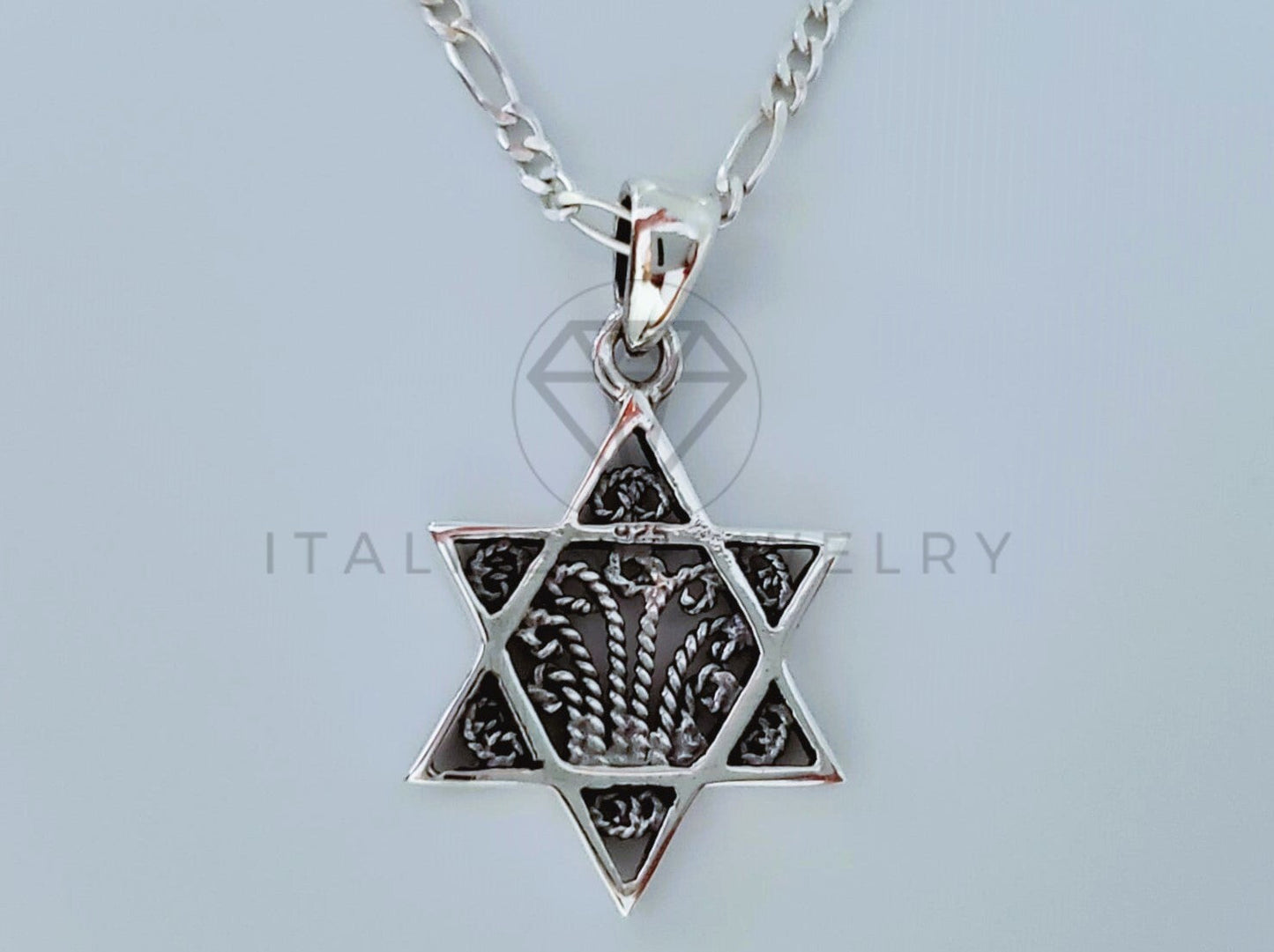 Dije Elegante - 104988 - Diseño Estrella de David Filigrana Plata .925