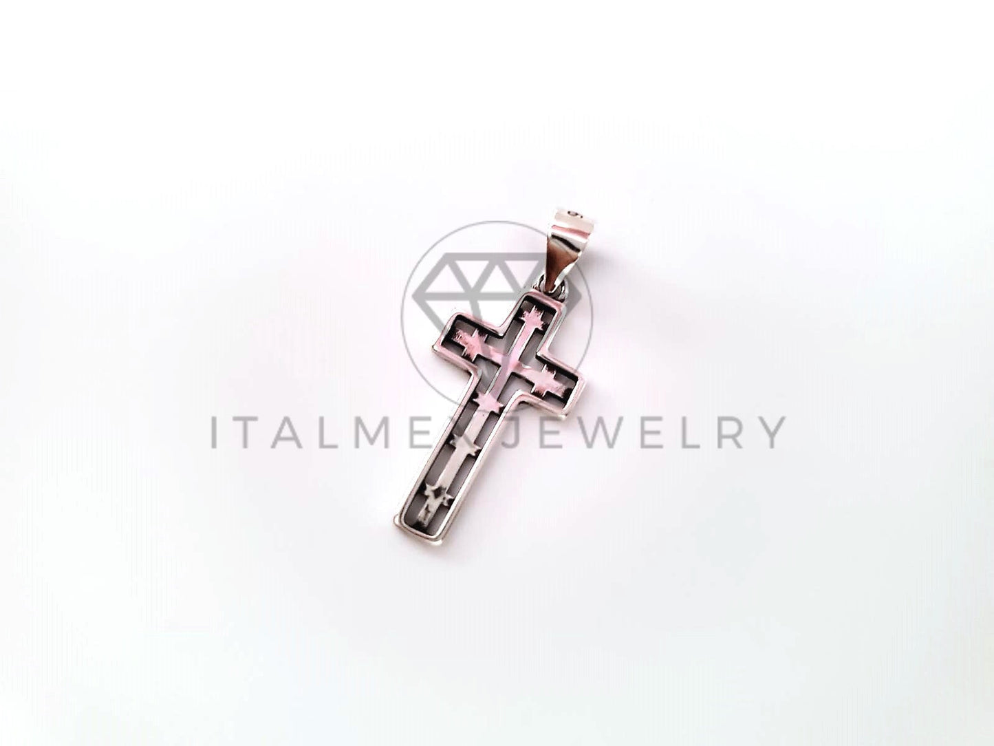 Dije Religioso - 104460 - Dije de Cruz con Cruces en Plata Fina .925
