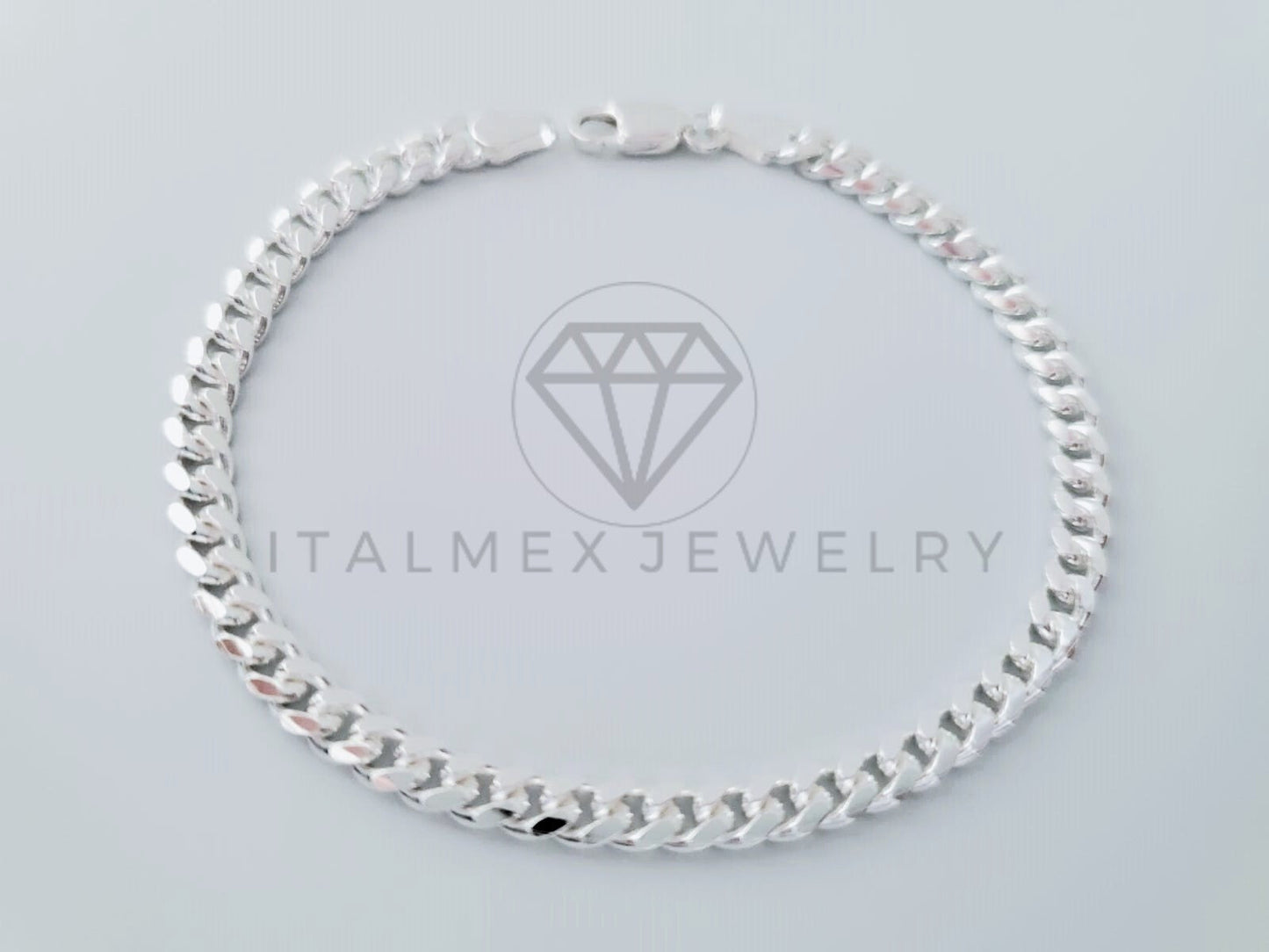 Pulsera de Lujo - 104838 - Diseño Cubana Miami 4mm/7 Pulgadas Plata Fina .925